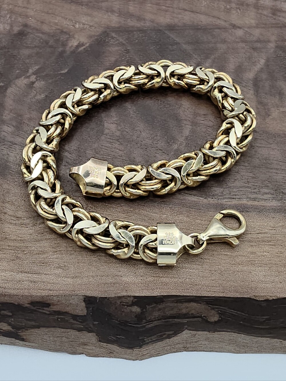 Vintage Itaor 925 Sterling Silver Gold Vermeil Byzantine Chain Bracelet
